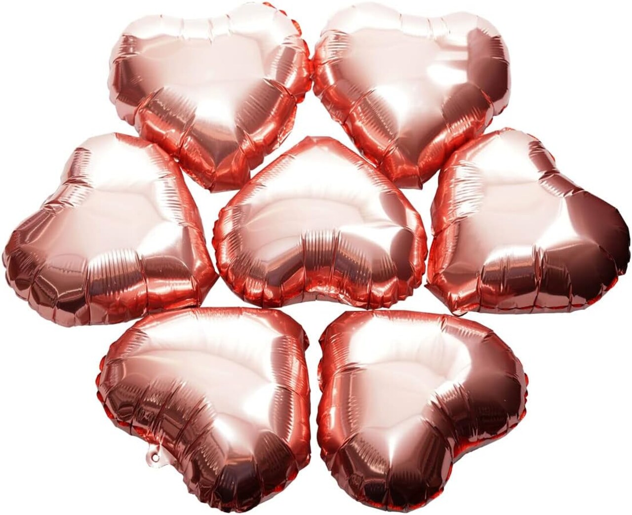 Rose Gold Heart Foil Mylar Balloons - Valentines Day Party Wedding Bachelorette Anniversary Birthday Bridal Shower Party Favors Balloons Decorations, 50pc